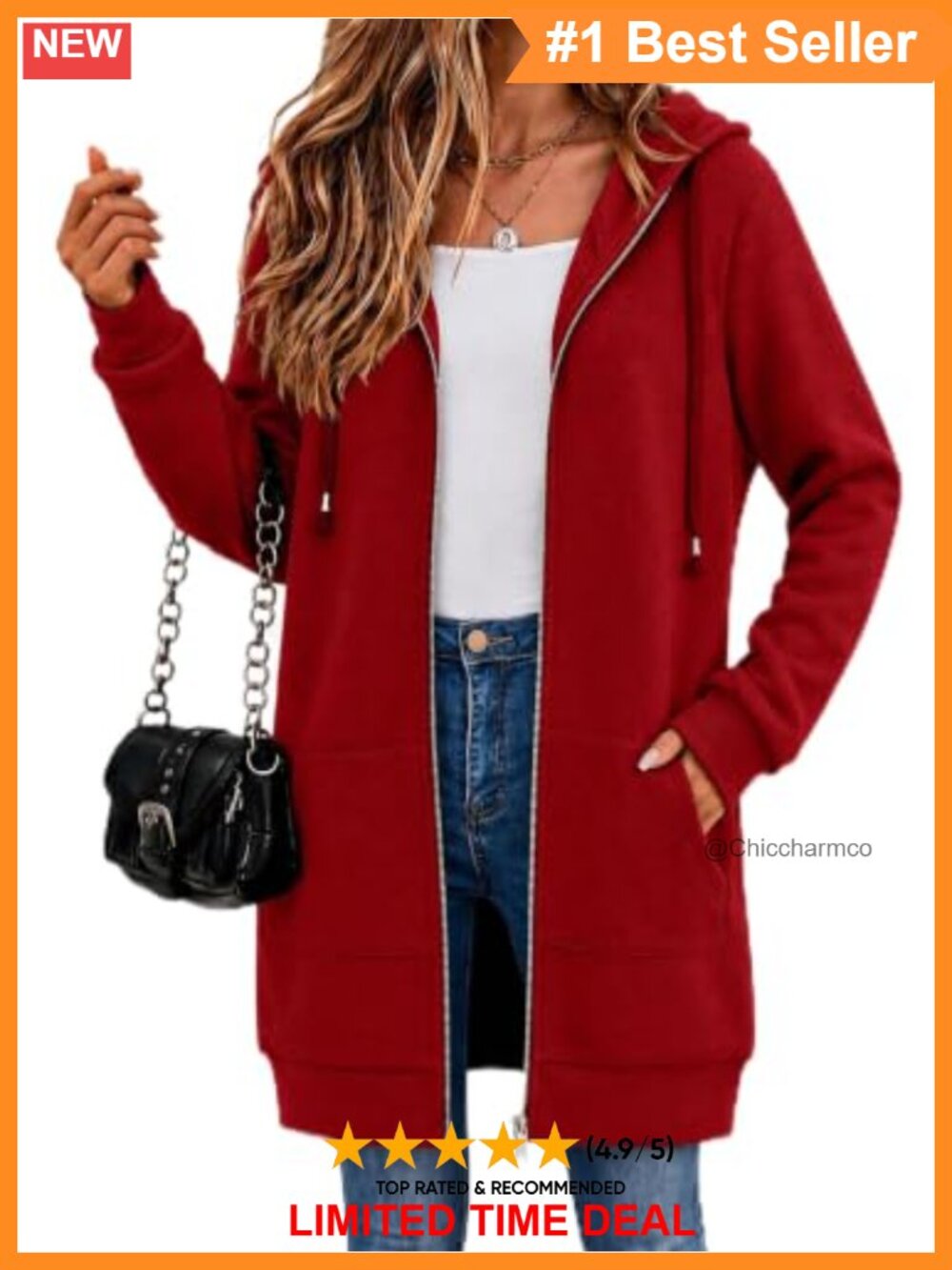 Women's Zip Up Hoodie Long Tunic Sweatshirt Oversized Fleece Casual Fall Jacket